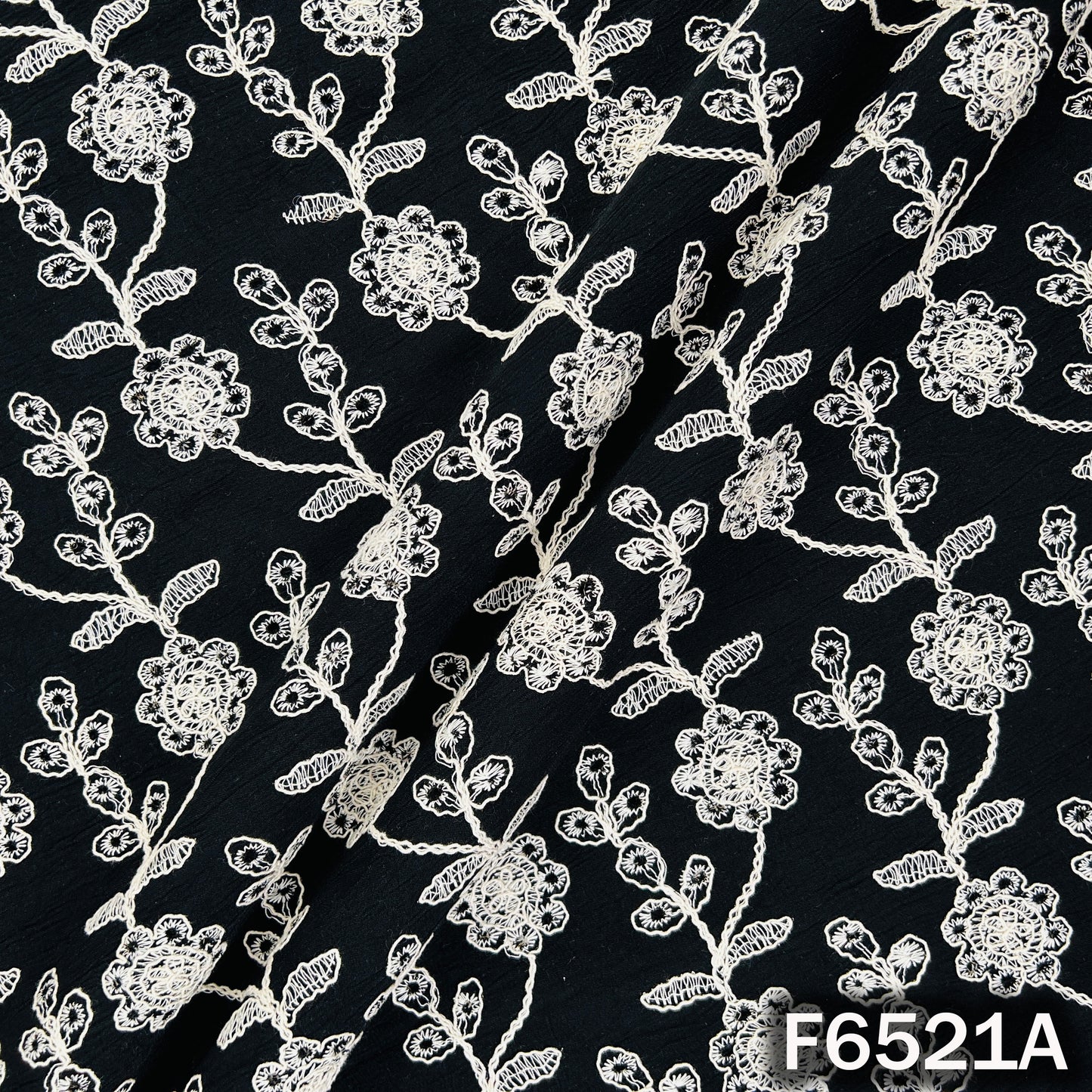 Hakoba Thread Embroidered Lycra Crepe Fabric - F6521