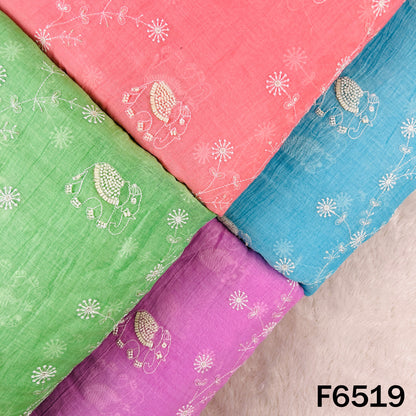Cut Dana Thread Sequins Embroidered Mul Chanderi Fabric - F6519