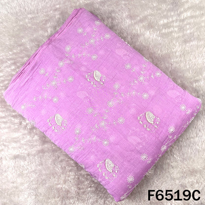 Cut Dana Thread Sequins Embroidered Mul Chanderi Fabric - F6519