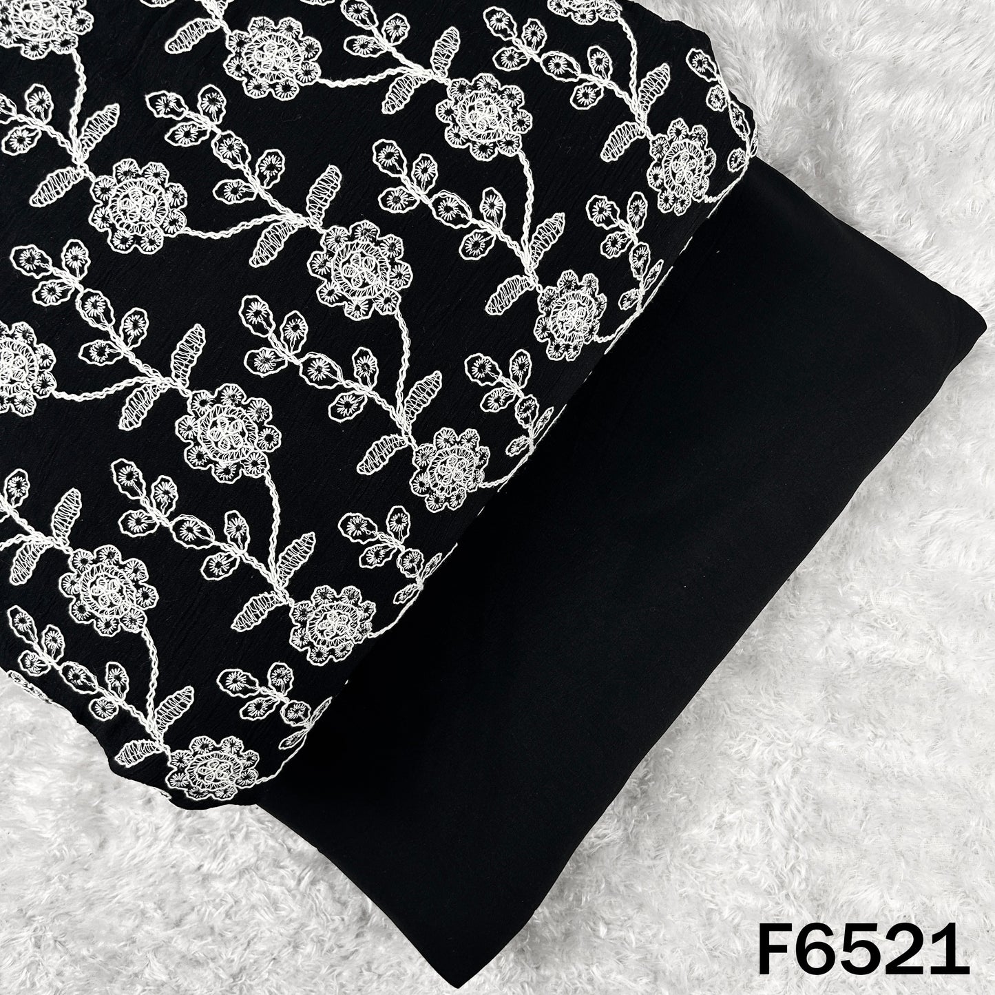 Hakoba Thread Embroidered Lycra Crepe Fabric - F6521