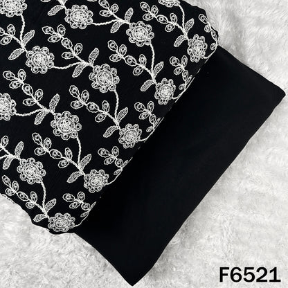 Hakoba Thread Embroidered Lycra Crepe Fabric - F6521