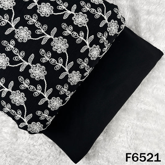 Hakoba Thread Embroidered Lycra Crepe Fabric - F6521