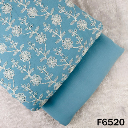 Hakoba Thread Embroidered Lycra Crepe Fabric - F6520