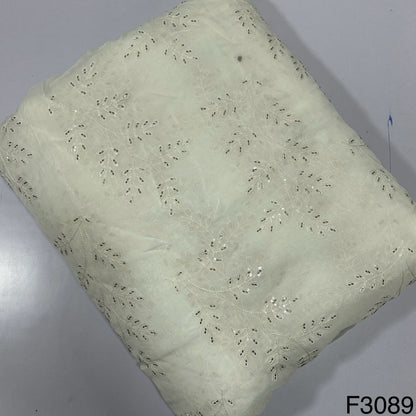 Dyeable Cut Dana Thread Sequins Embroidered Organza Fabric-F3089