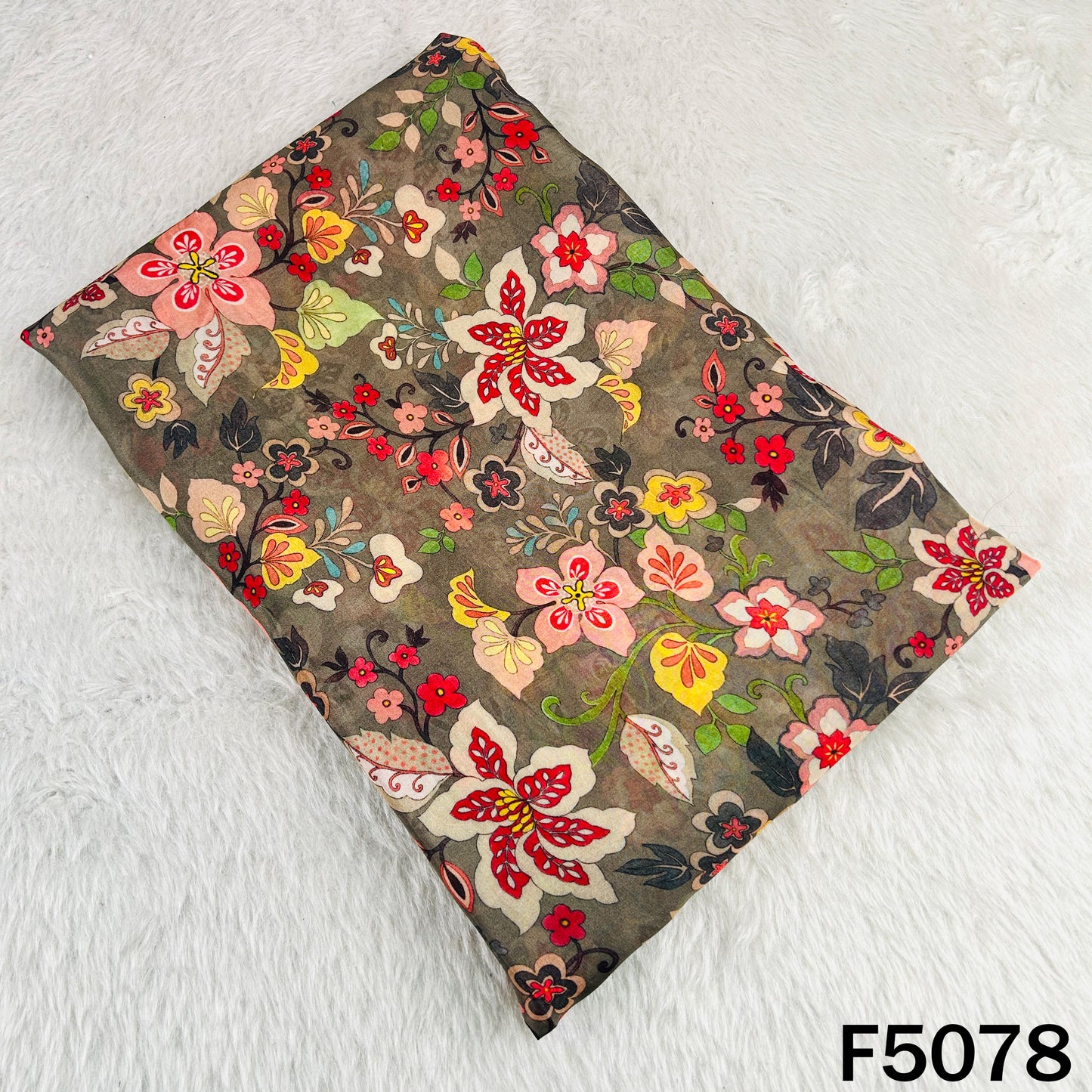 Digital Print Upada Silk Fabric-F5078