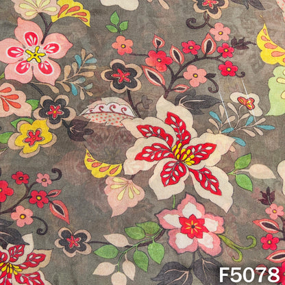 Digital Print Upada Silk Fabric-F5078