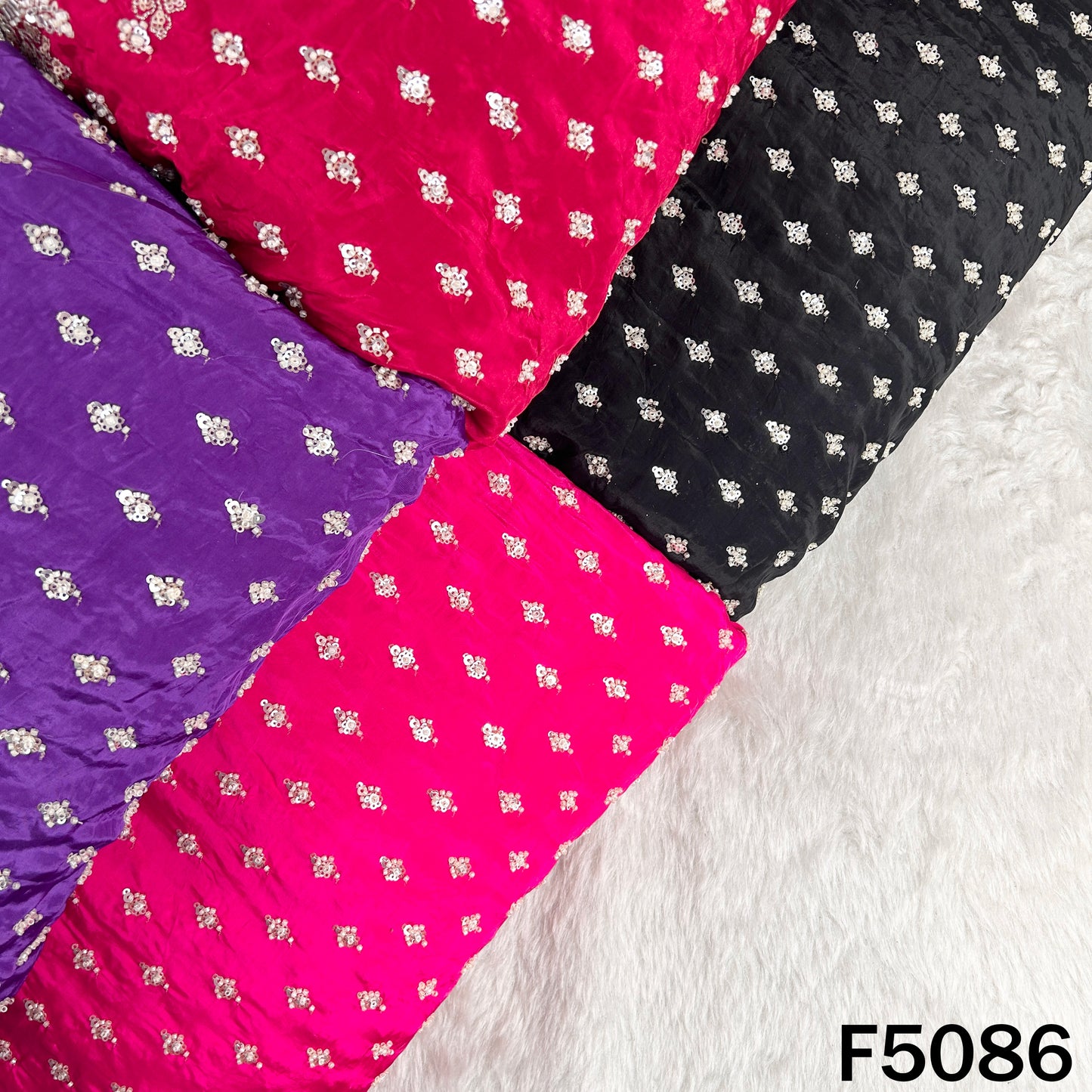 Cut Dana Sequins Embroidered Crepe Fabric - F5086