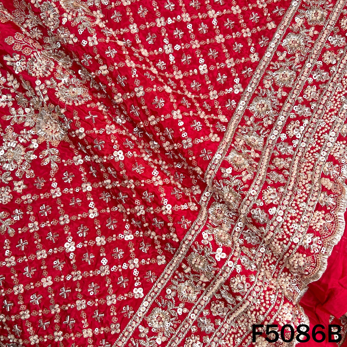 Cut Dana Sequins Embroidered Crepe Fabric - F5086