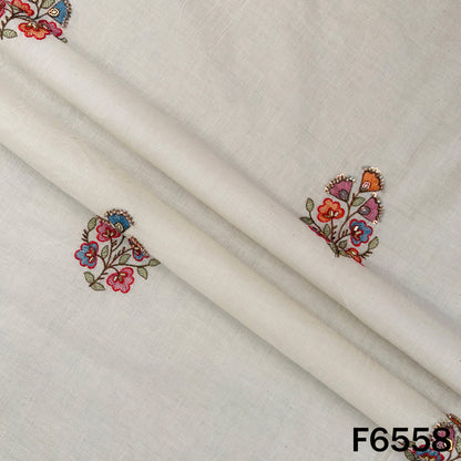 Cut Dana Thread Sequins Work Kora Cotton Fabric - F6558