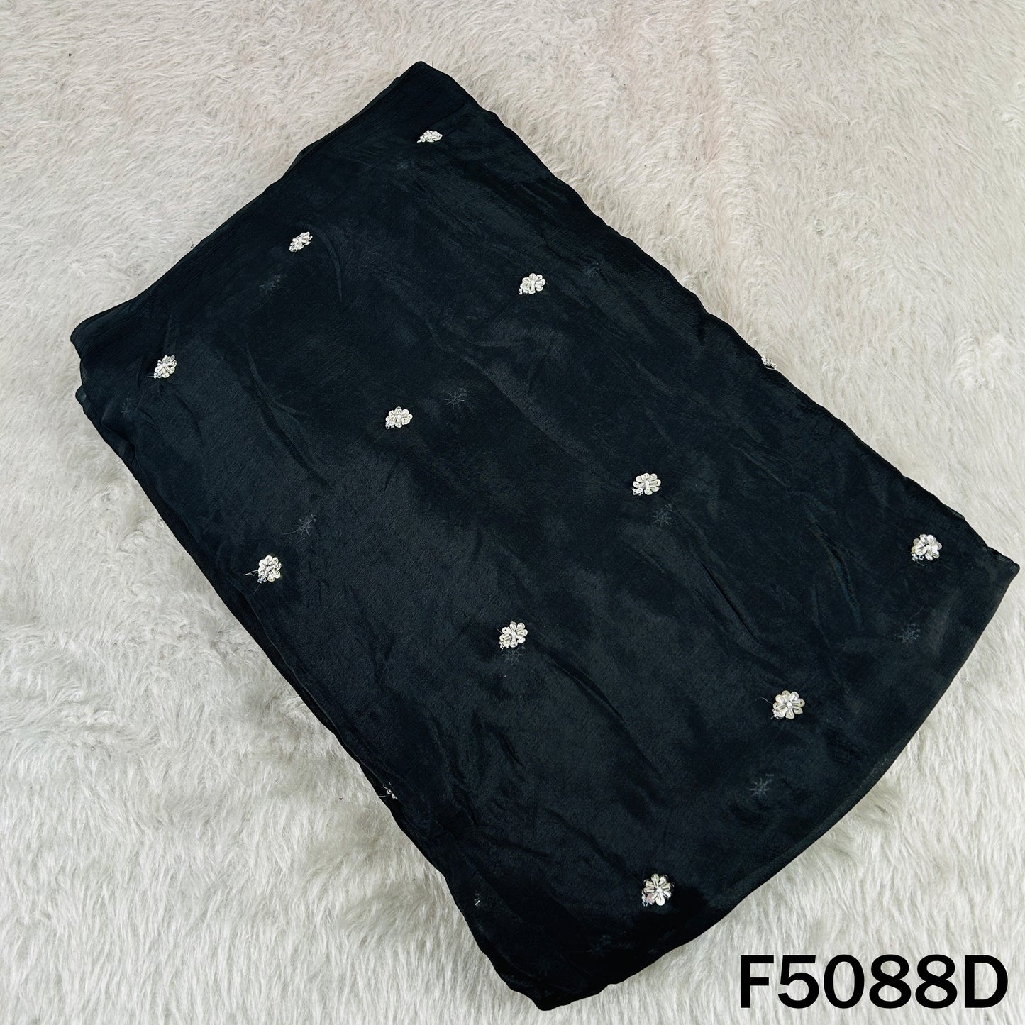 Cut Dana Sequins Work Chinon Chiffon Fabric-F5088