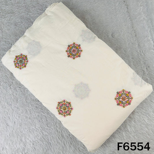 Cut Dana Thread Sequins Work Kora Cotton Fabric - F6554