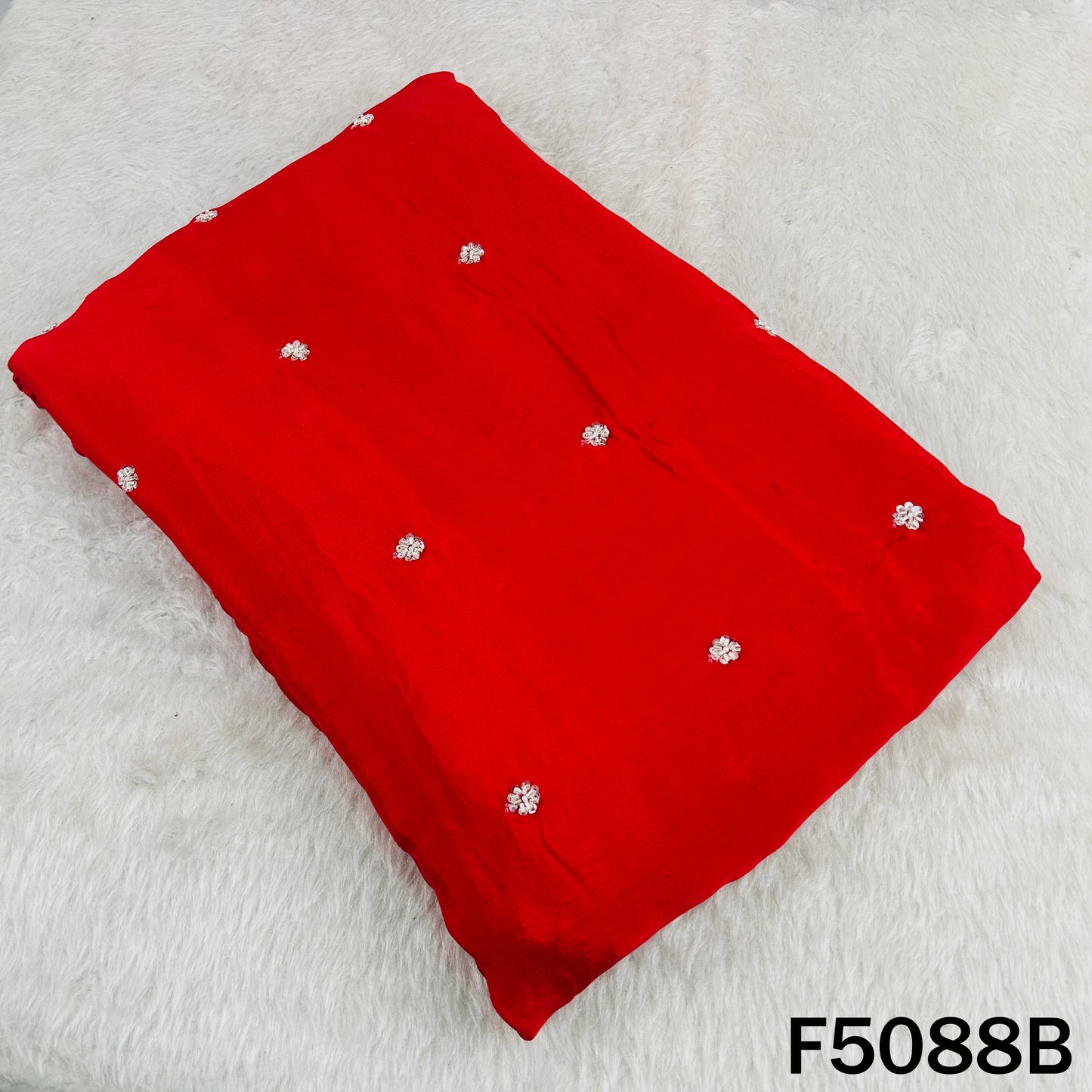 Cut Dana Sequins Work Chinon Chiffon Fabric-F5088