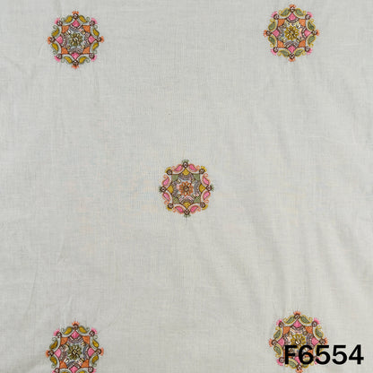 Cut Dana Thread Sequins Work Kora Cotton Fabric - F6554