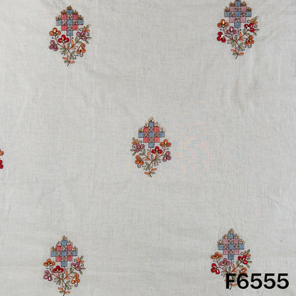 Cut Dana Thread Sequins Work Kora Cotton Fabric - F6555