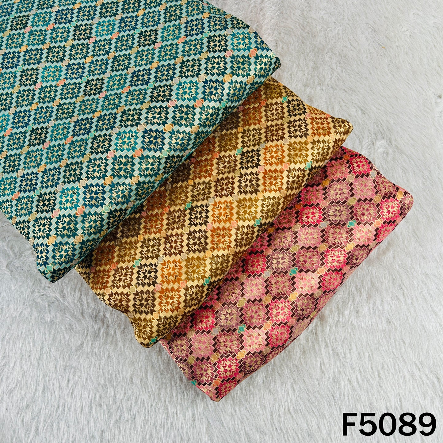 Zari Work Dola Silk Fabric-F5089