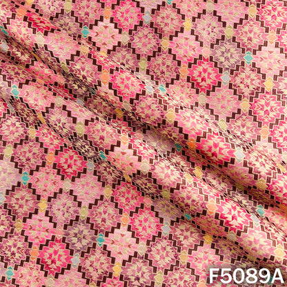 Zari Work Dola Silk Fabric-F5089