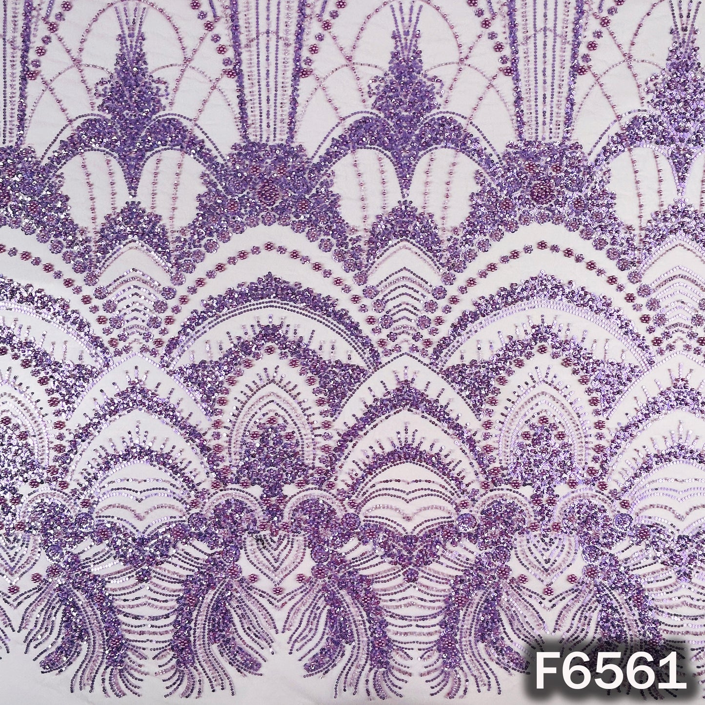 Cut Dana Sequins Pearl Embroidered Net Fabric - F6561