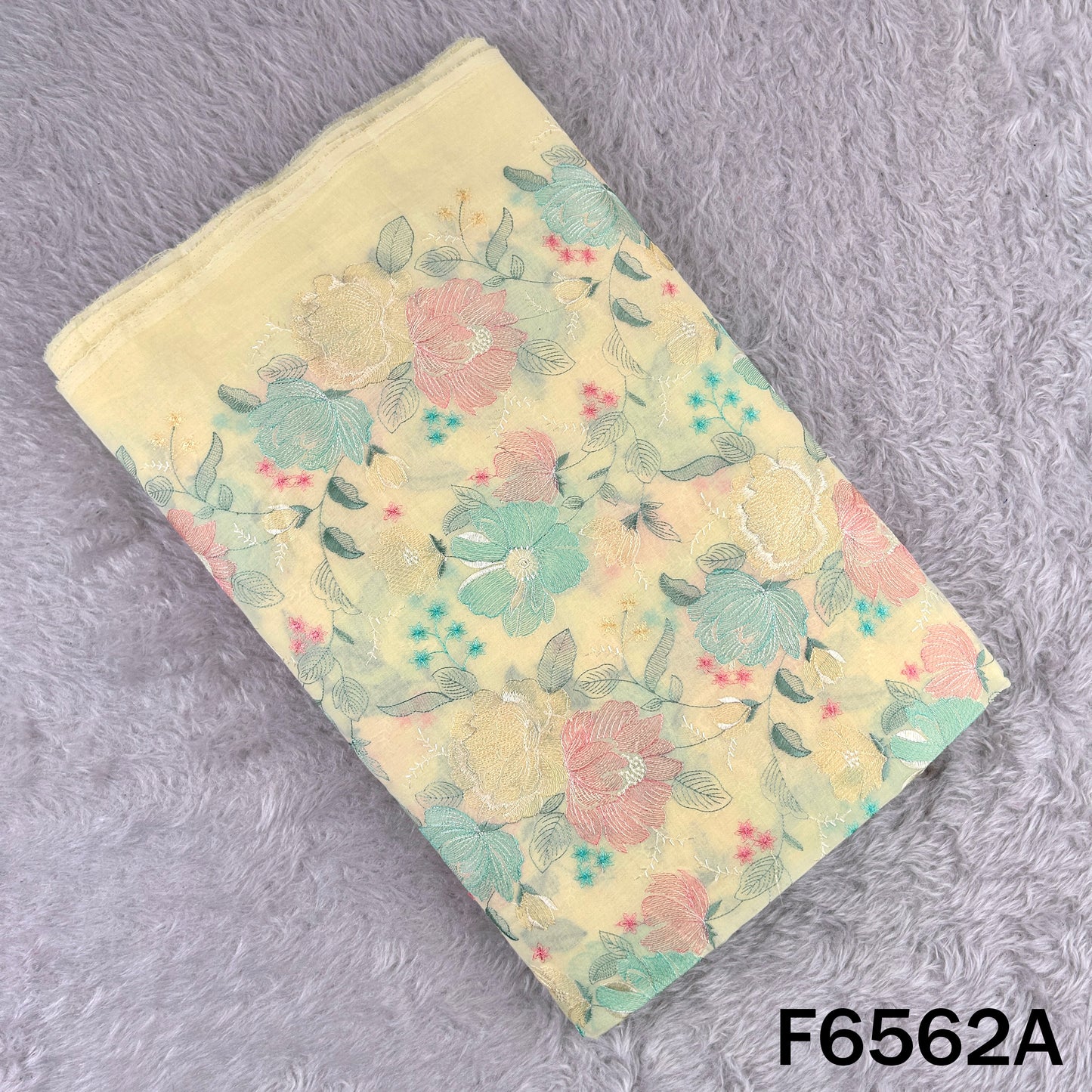 Thread Embroidered Cotton Fabric - F6562