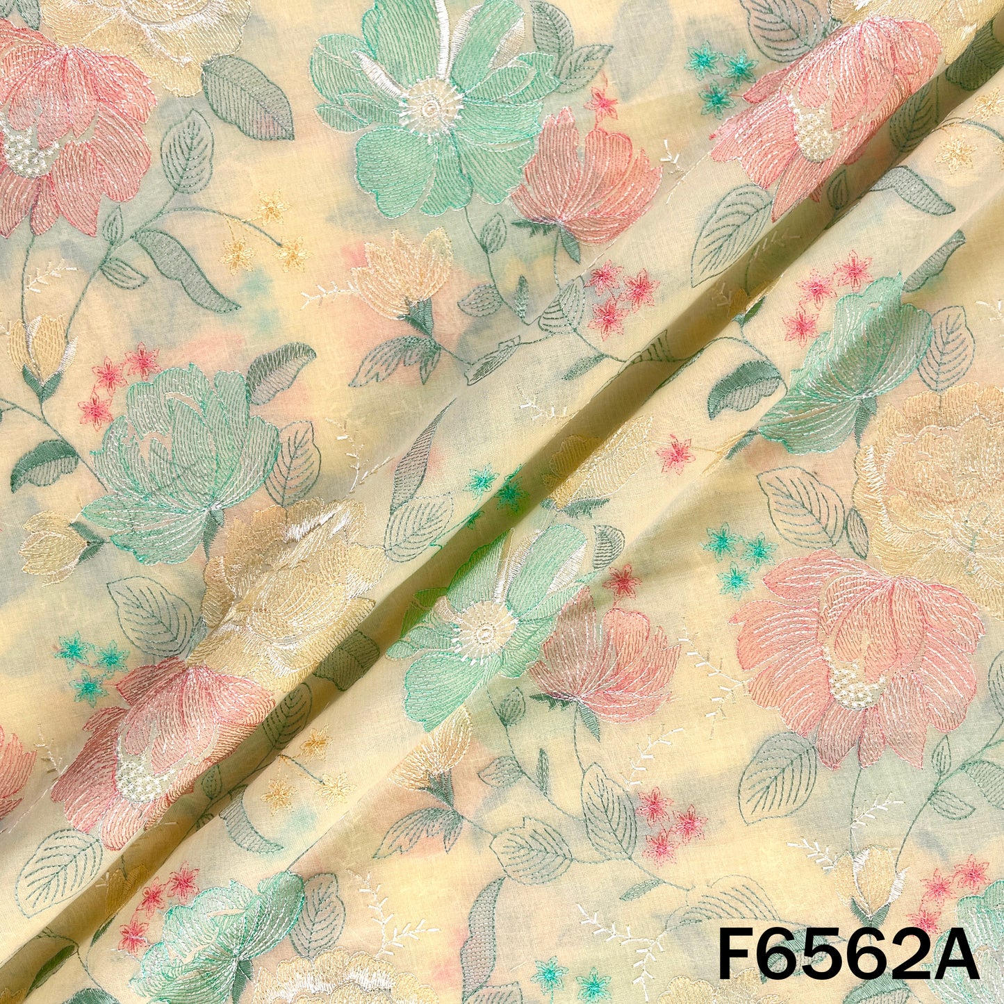 Thread Embroidered Cotton Fabric - F6562