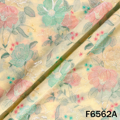 Thread Embroidered Cotton Fabric - F6562