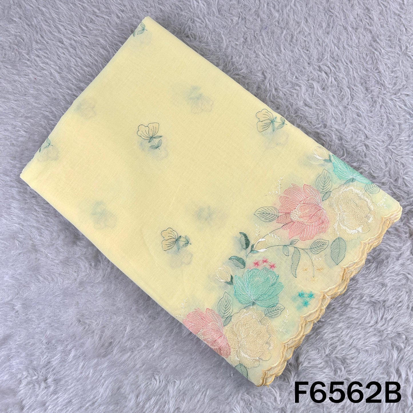 Thread Embroidered Cotton Fabric - F6562