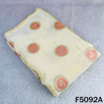 Dyeable Zari Patch Work Shimmer Tissue Fabric - F5092