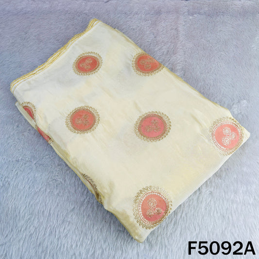 Dyeable Zari Patch Work Shimmer Tissue Fabric - F5092