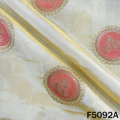 Dyeable Zari Patch Work Shimmer Tissue Fabric - F5092