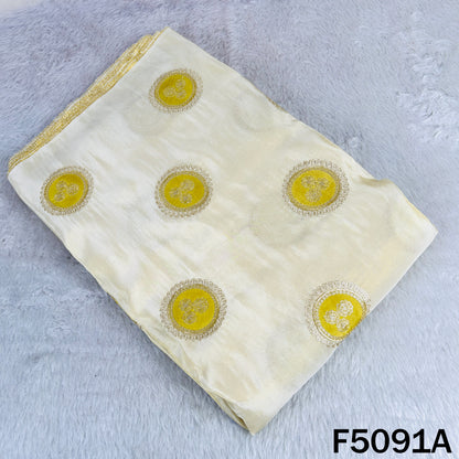 Dyeable Zari Patch Work Shimmer Tissue Fabric-F5091