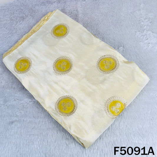 Dyeable Zari Patch Work Shimmer Tissue Fabric-F5091