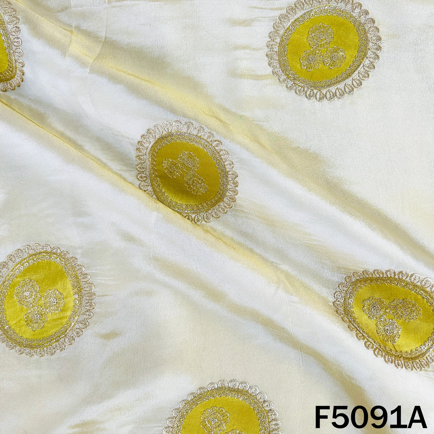 Dyeable Zari Patch Work Shimmer Tissue Fabric-F5091