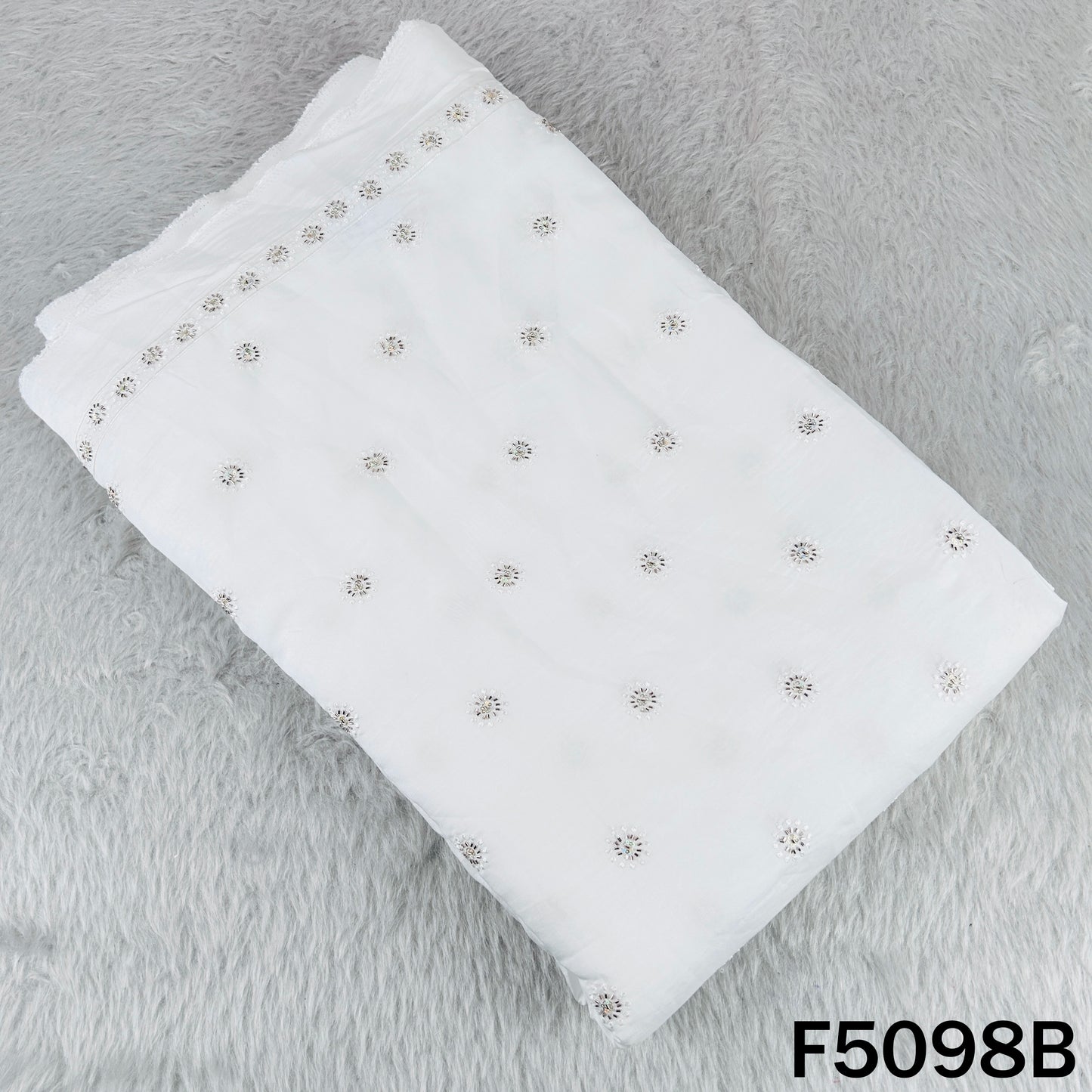 Thread Sequins Embroidered Cotton Silk Fabric - F5098