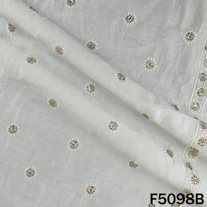 Thread Sequins Embroidered Cotton Silk Fabric - F5098