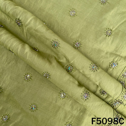 Thread Sequins Embroidered Cotton Silk Fabric - F5098