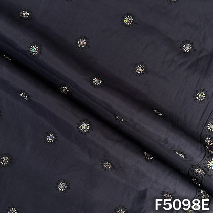 Thread Sequins Embroidered Cotton Silk Fabric - F5098