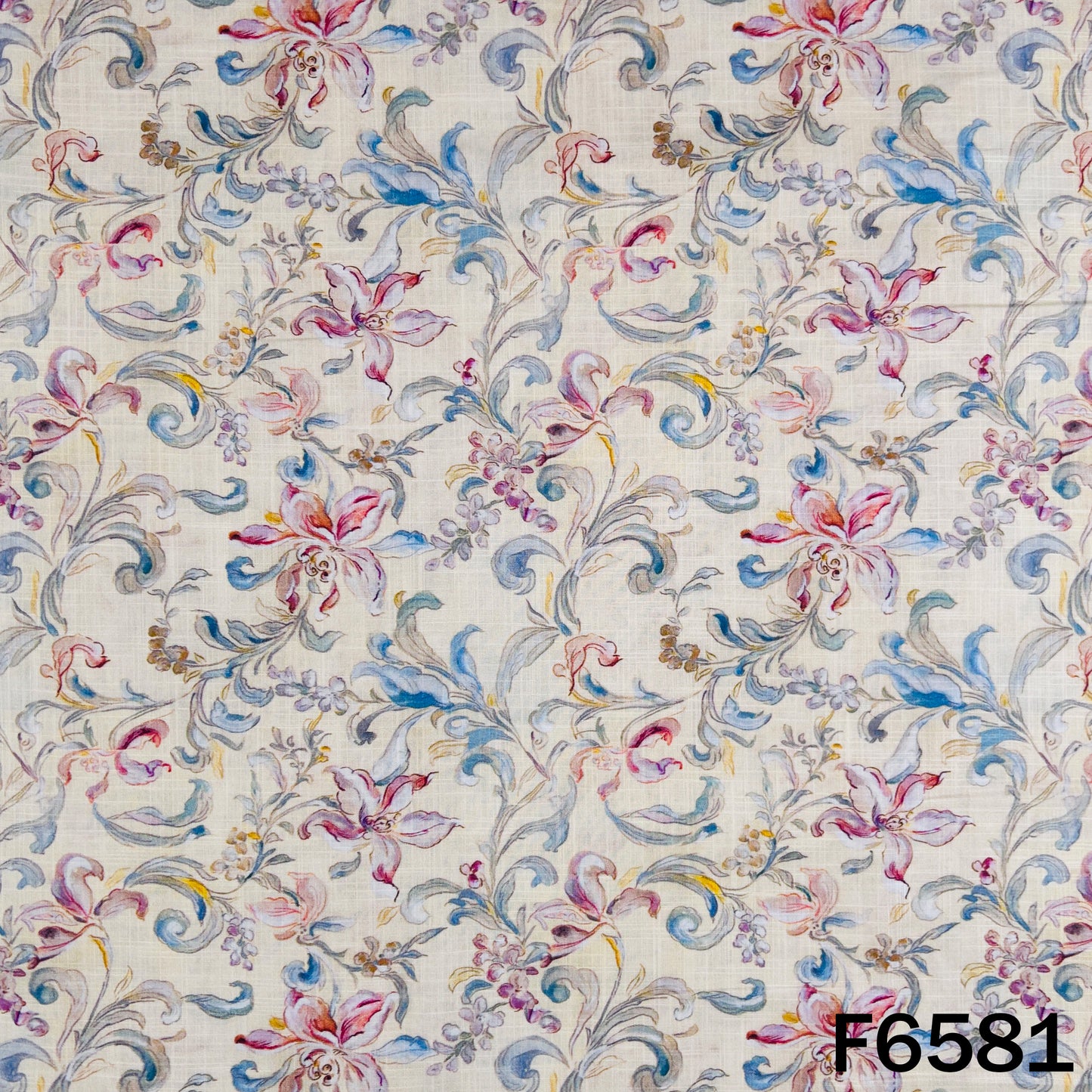 Digital Print Slub Cotton Fabric - F6581