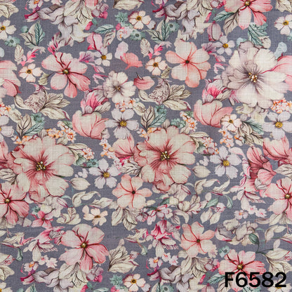 Digital Print Slub Cotton Fabric - F6582
