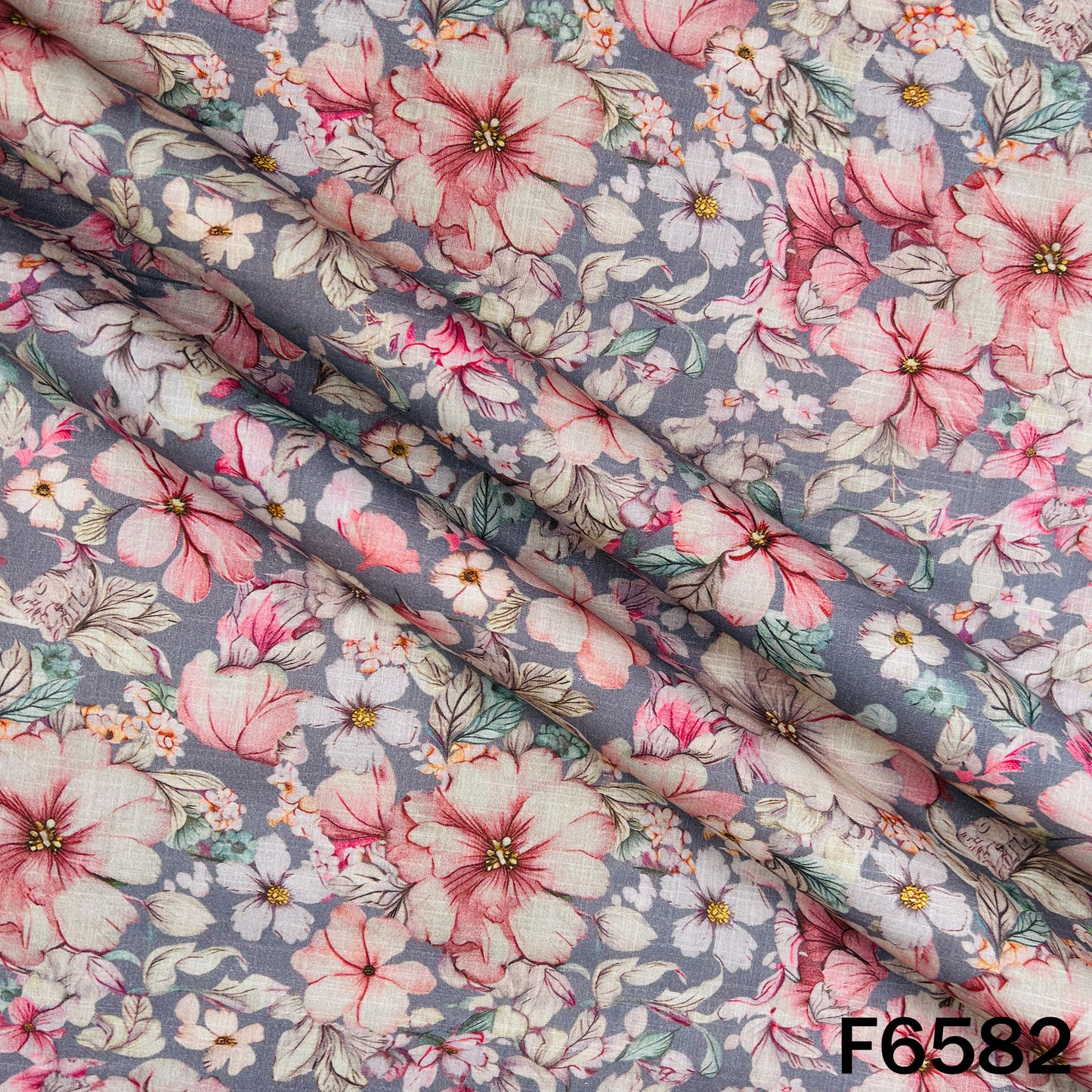 Digital Print Slub Cotton Fabric - F6582