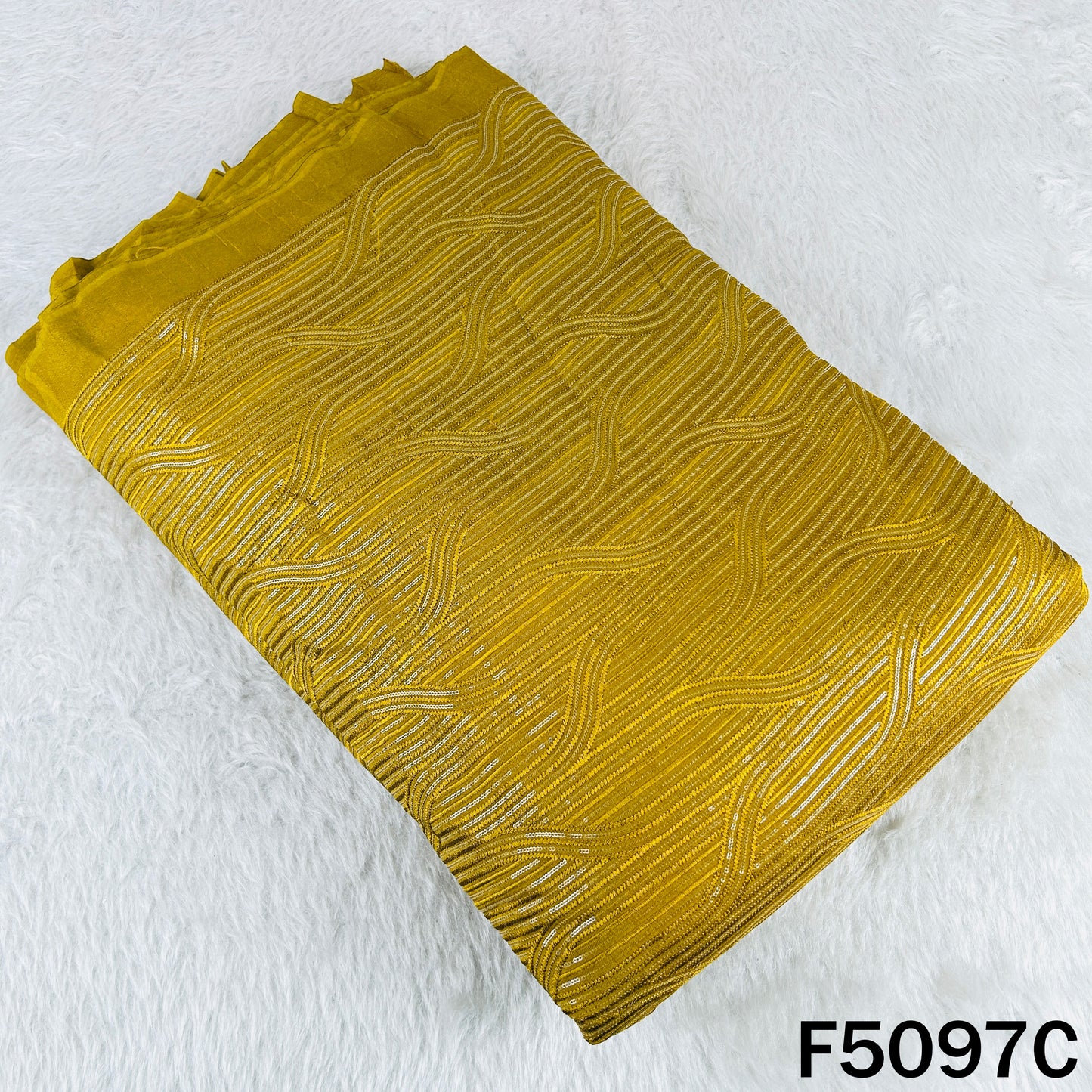 Thread Sequins Embroidered Dola Silk Fabric - F5097