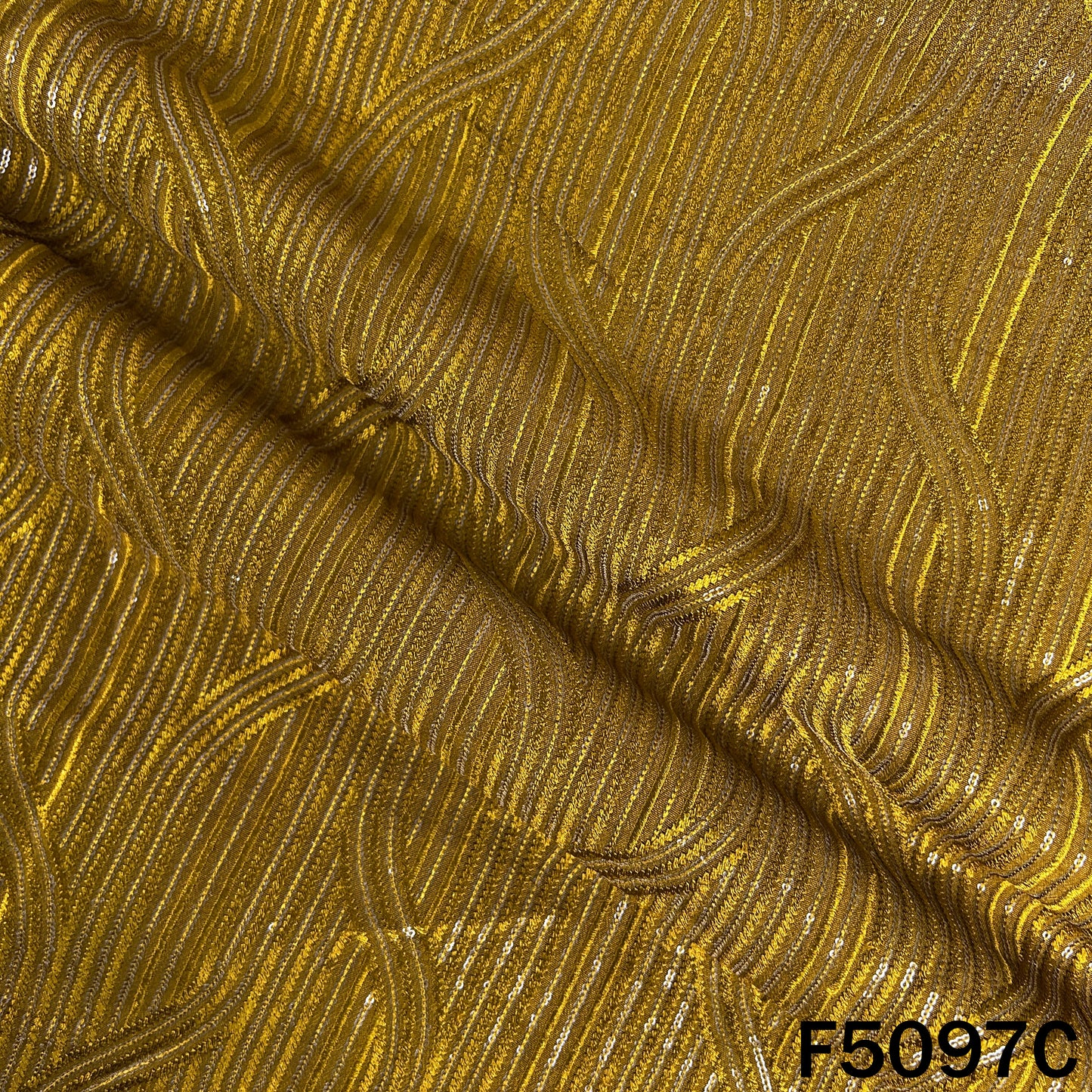 Thread Sequins Embroidered Dola Silk Fabric - F5097