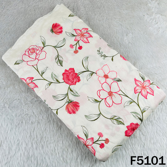 Thread Embroidered Chanderi Silk Fabric - F5101