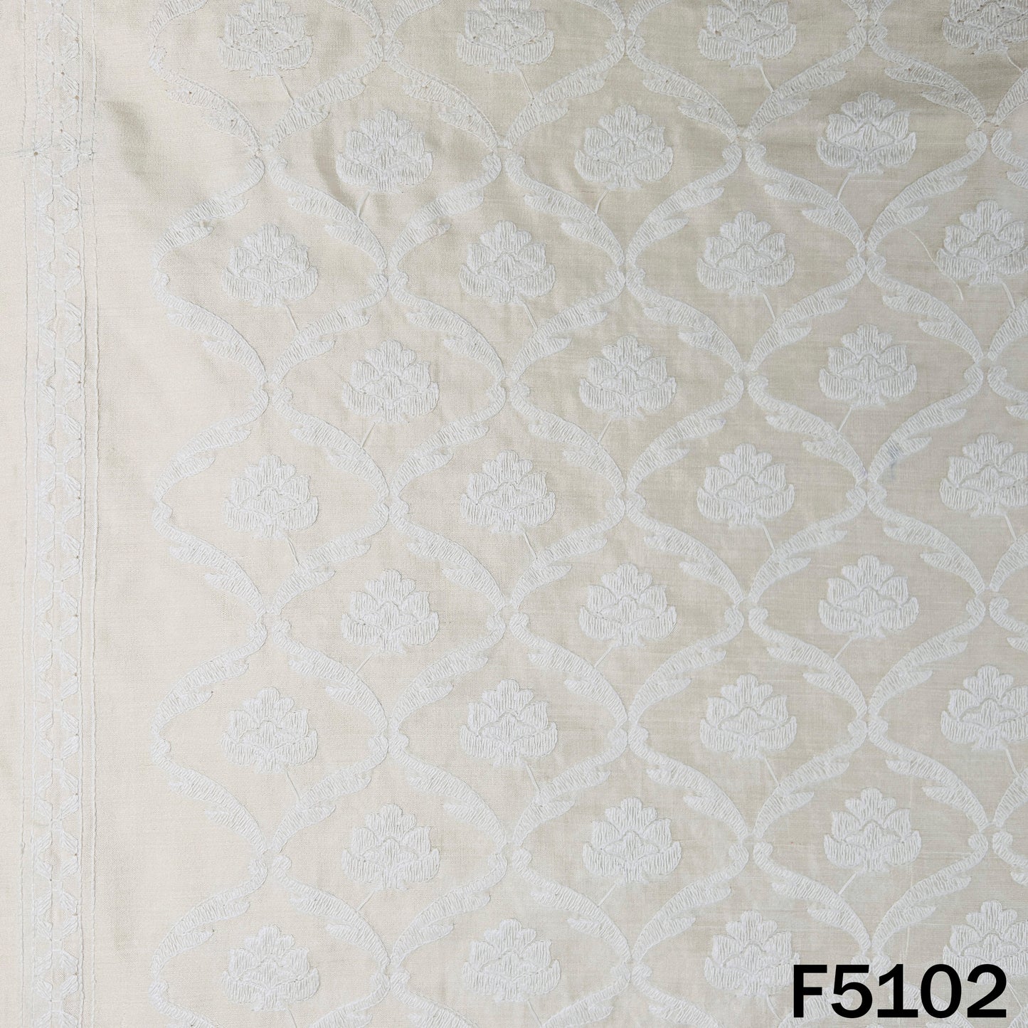 Thread Embroidered Monga Silk Fabric - F5102
