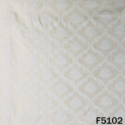 Thread Embroidered Monga Silk Fabric - F5102