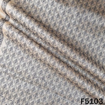 Thread Embroidered Pure Tussar Silk Fabric - F5103
