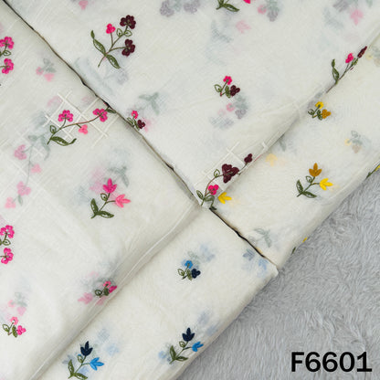 Thread Sequins Embroidered Mul Chanderi Fabric Fabric - F6601