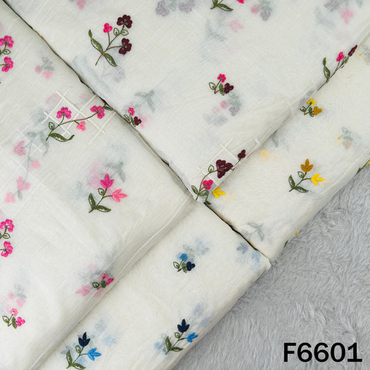 Thread Sequins Embroidered Mul Chanderi Fabric Fabric - F6601