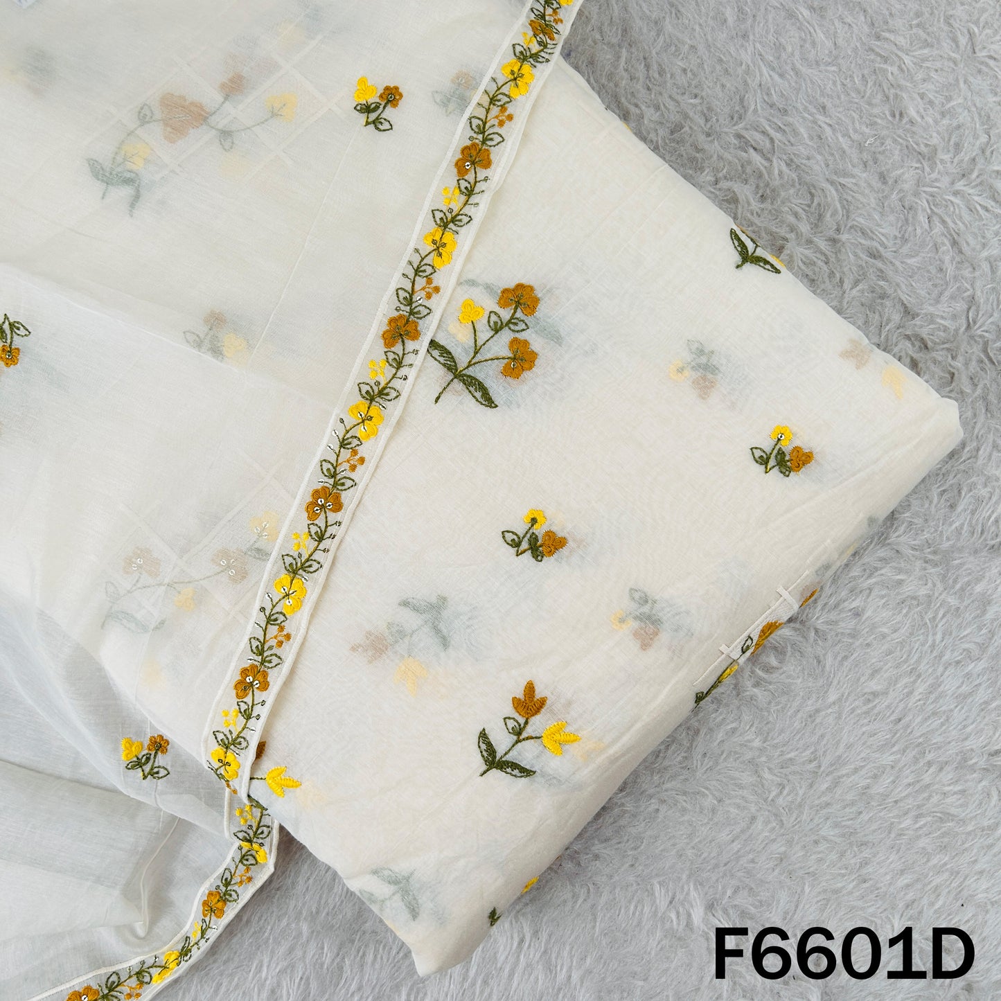 Thread Sequins Embroidered Mul Chanderi Fabric Fabric - F6601