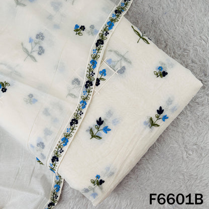 Thread Sequins Embroidered Mul Chanderi Fabric Fabric - F6601