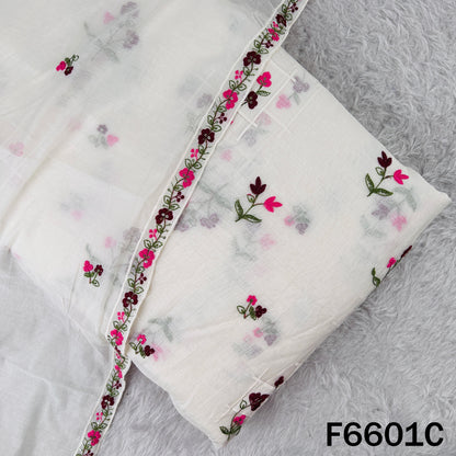 Thread Sequins Embroidered Mul Chanderi Fabric Fabric - F6601