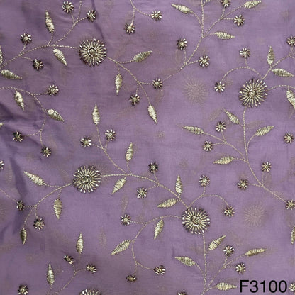 Cut  Dana Zari Embroidered Organza Fabric-F3100